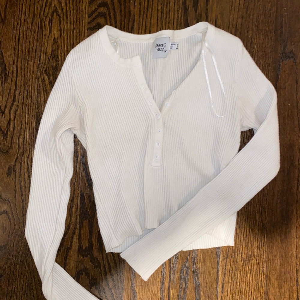 Princess polly long sleeve button up cropped shirt